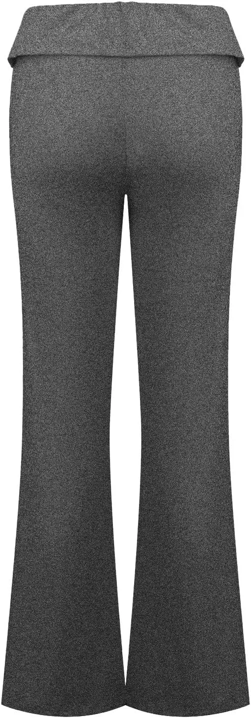 Womens Flare Pants Solid Color Bootcut Yoga Leggings Low Waisted Tummy Control Workout Slacks