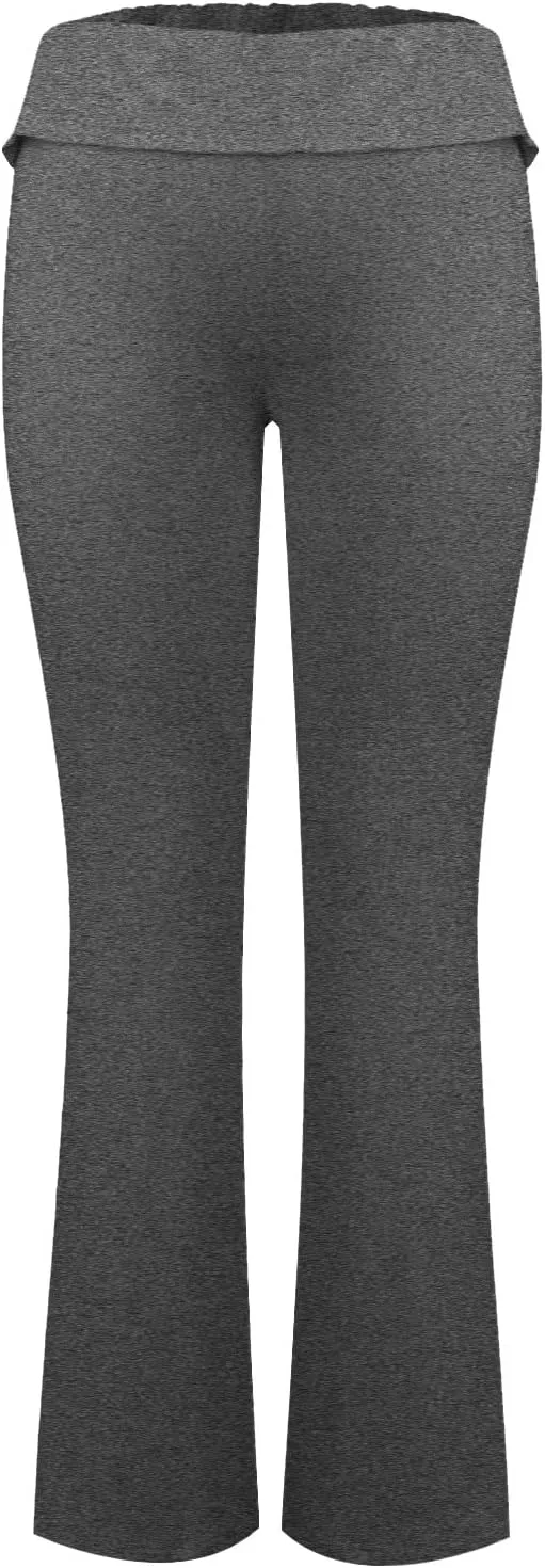 Womens Flare Pants Solid Color Bootcut Yoga Leggings Low Waisted Tummy Control Workout Slacks