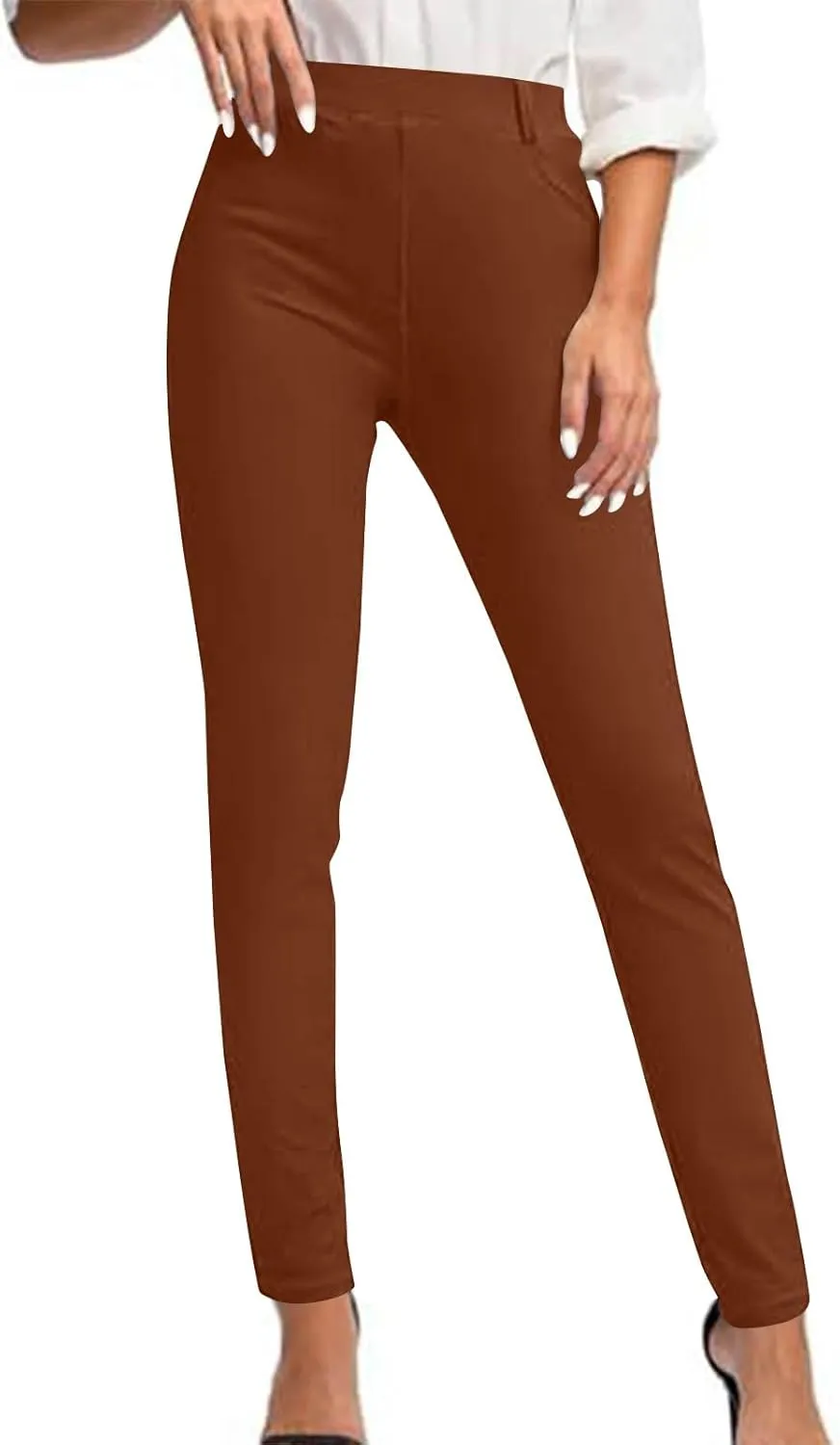 Women's High Waist Work Pants with Pockets Business Casual Dress Pants Stretch Straight Leg Trousers Skinny Slacks