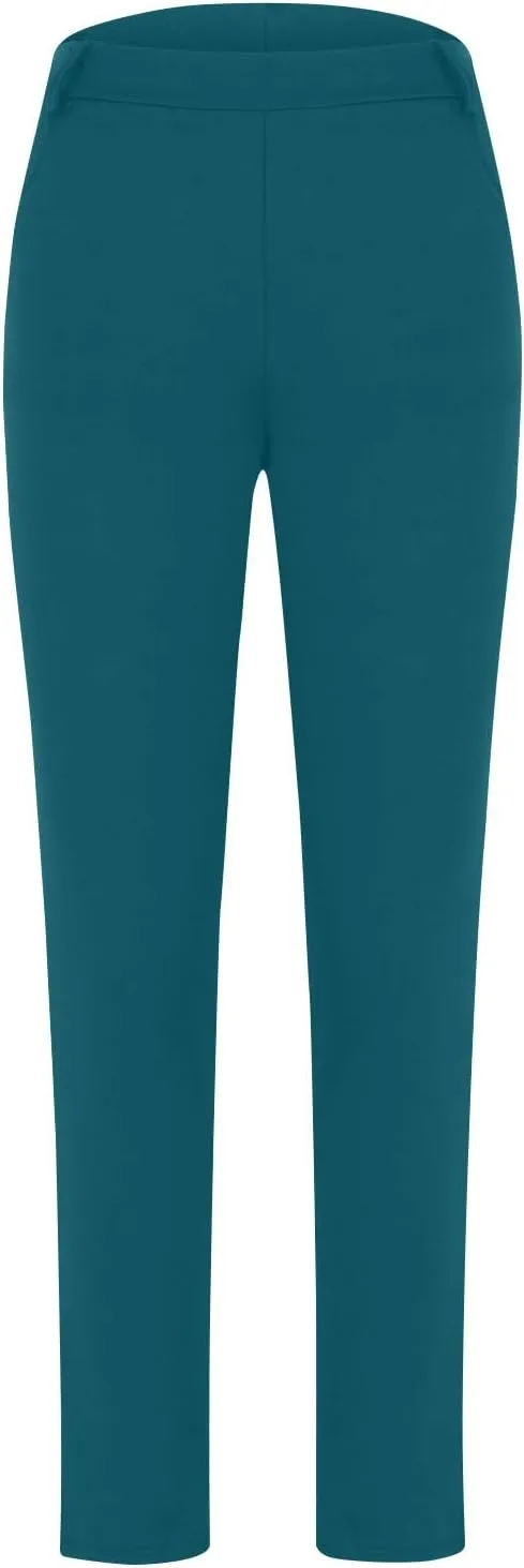 Women's High Waist Work Pants with Pockets Business Casual Dress Pants Stretch Straight Leg Trousers Skinny Slacks