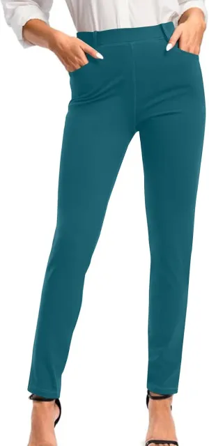 Women's High Waist Work Pants with Pockets Business Casual Dress Pants Stretch Straight Leg Trousers Skinny Slacks