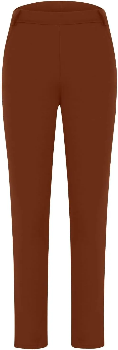 Women's High Waist Work Pants with Pockets Business Casual Dress Pants Stretch Straight Leg Trousers Skinny Slacks