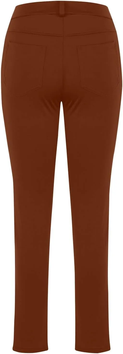 Women's High Waist Work Pants with Pockets Business Casual Dress Pants Stretch Straight Leg Trousers Skinny Slacks