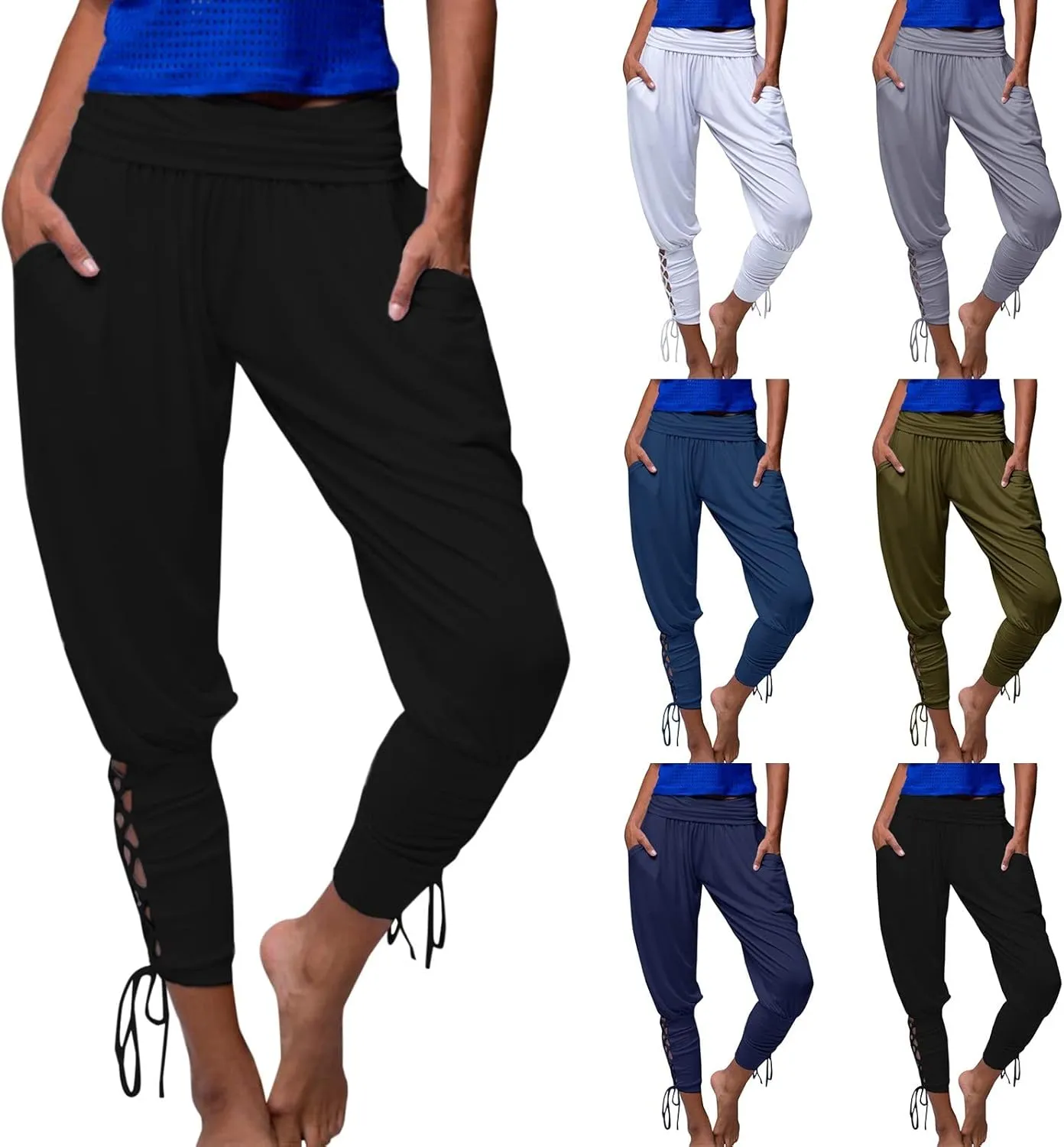 Womens Hippie Ankle Banded Harem Yoga Pants Gypsy Aladdin Pants Medieval Viking Navigator Pirate Renaissance Pants