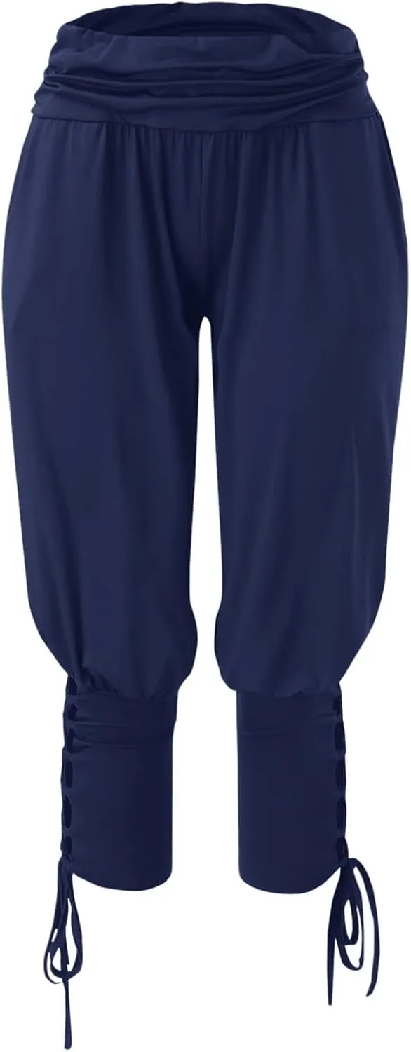 Womens Hippie Ankle Banded Harem Yoga Pants Gypsy Aladdin Pants Medieval Viking Navigator Pirate Renaissance Pants