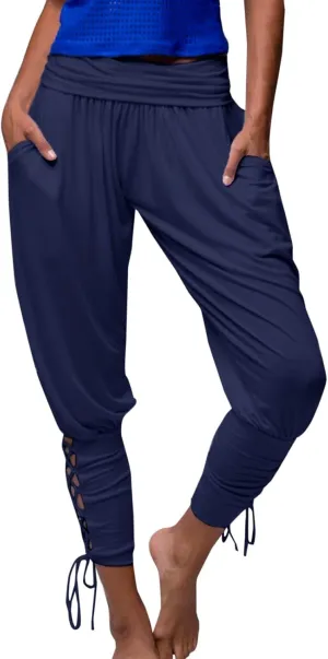 Womens Hippie Ankle Banded Harem Yoga Pants Gypsy Aladdin Pants Medieval Viking Navigator Pirate Renaissance Pants