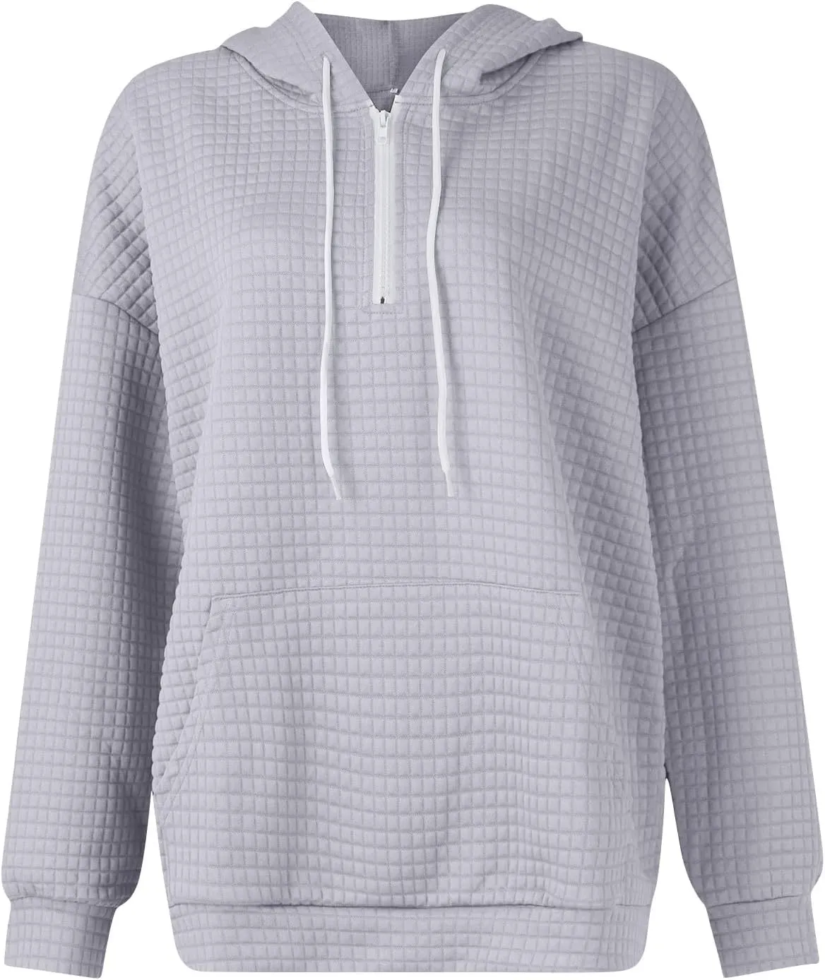 Womens Hoodies Casual Long Sleeve Drawstring Waffle Knit Pullover Tops Loose Hooded Sweatshirt with Pocket