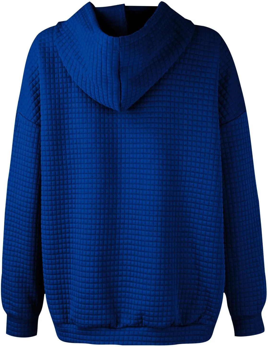Womens Hoodies Casual Long Sleeve Drawstring Waffle Knit Pullover Tops Loose Hooded Sweatshirt with Pocket