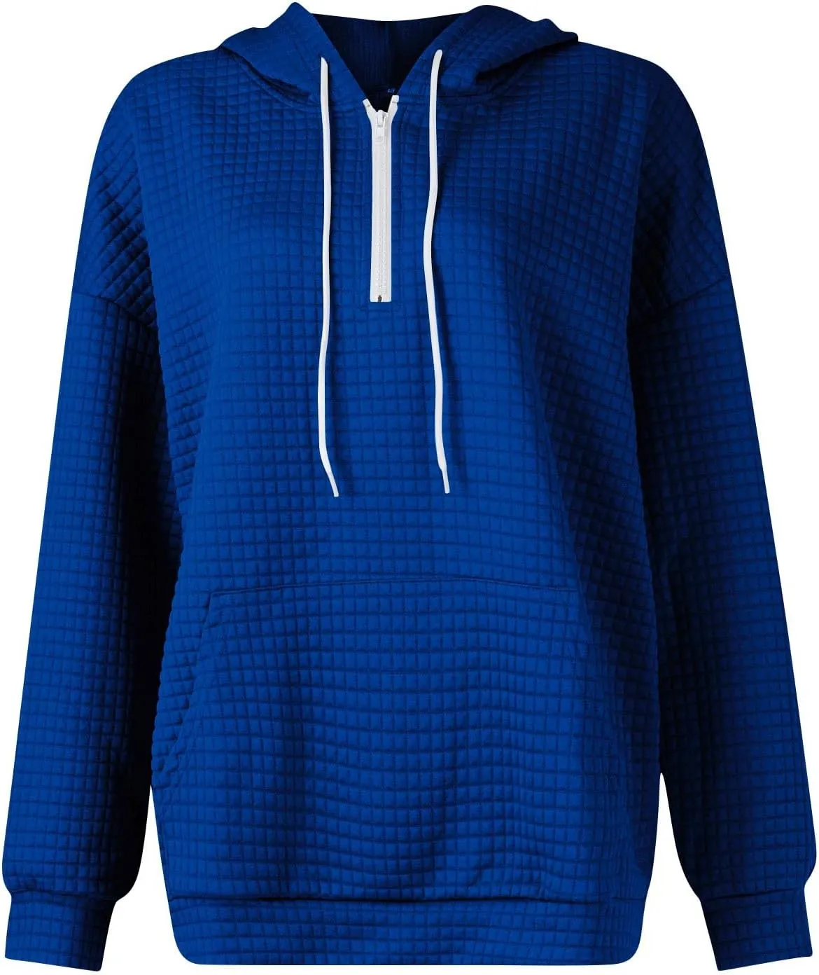 Womens Hoodies Casual Long Sleeve Drawstring Waffle Knit Pullover Tops Loose Hooded Sweatshirt with Pocket