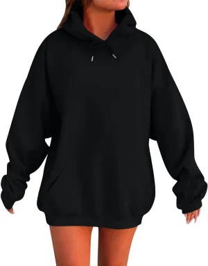 Womens Hoodies Drop Shoulder Oversized Y2K Hoodie Fleece Lightweight Plus Size Hooded Sweatshirt Pullover w/Pockets