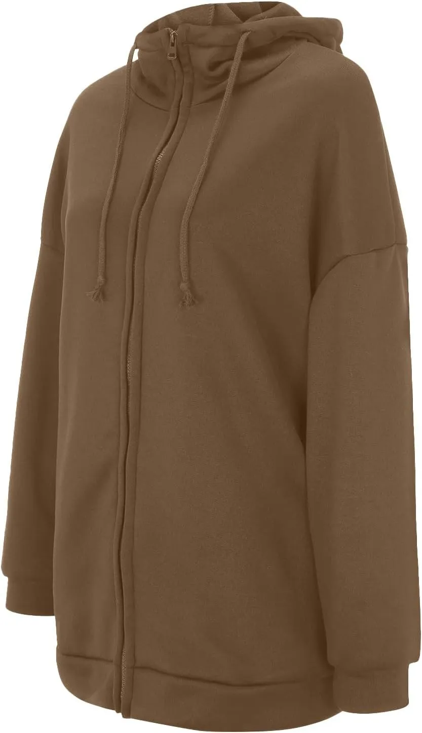 Womens Hoodies Fashion Sweatshirts Full Zip Up Winter Fleece Pullover Hoodies Fall Long Jackets with Pockets