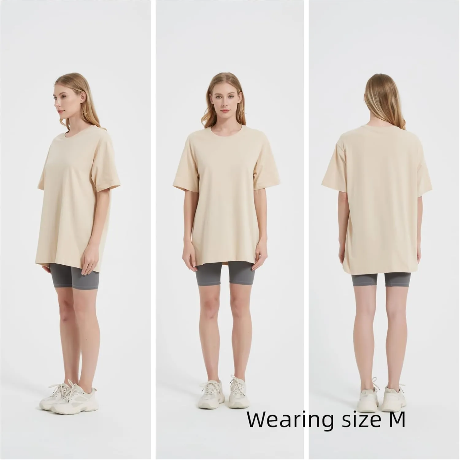Womens Oversized Boyfriend Tee Shirts Short Sleeve Trendy Crew Neck Loose Workout Tee Casual Summer Tops Cotton