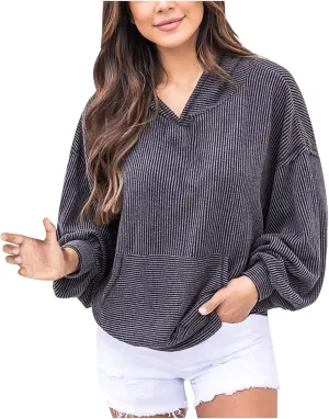 Womens Oversized Hoodies Fall Fashion 2023 Waffle Knit Long Sleeve Hooded Sweatshirt Casual Loose Pullover Sweaters