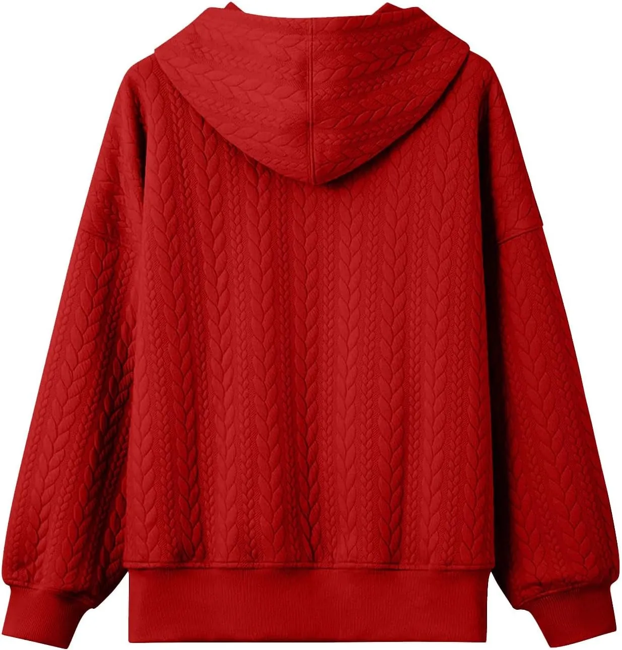 Women's Oversized Hoodies Fall Trendy Textured Long Sleeve Sweatshirt Y2k Casual Comfy Pullover Tops with Pockets