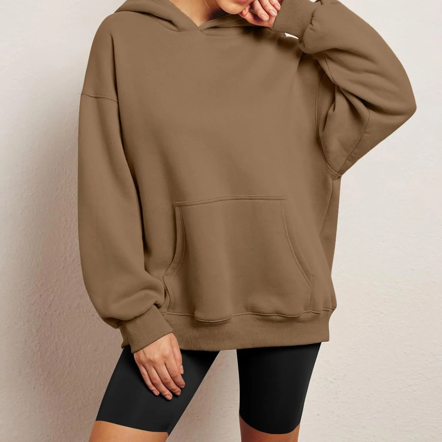 Womens Oversized Sweatshirt Hoodie Drop Shoulder Baggy Hooded Pullover Lightweight Long Sleeve Fall Clothes w/Pockets