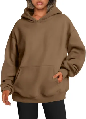 Womens Oversized Sweatshirt Hoodie Drop Shoulder Baggy Hooded Pullover Lightweight Long Sleeve Fall Clothes w/Pockets