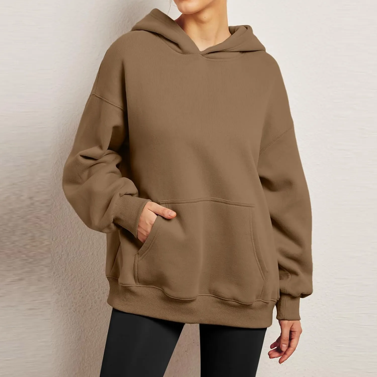 Womens Oversized Sweatshirt Hoodie Drop Shoulder Baggy Hooded Pullover Lightweight Long Sleeve Fall Clothes w/Pockets