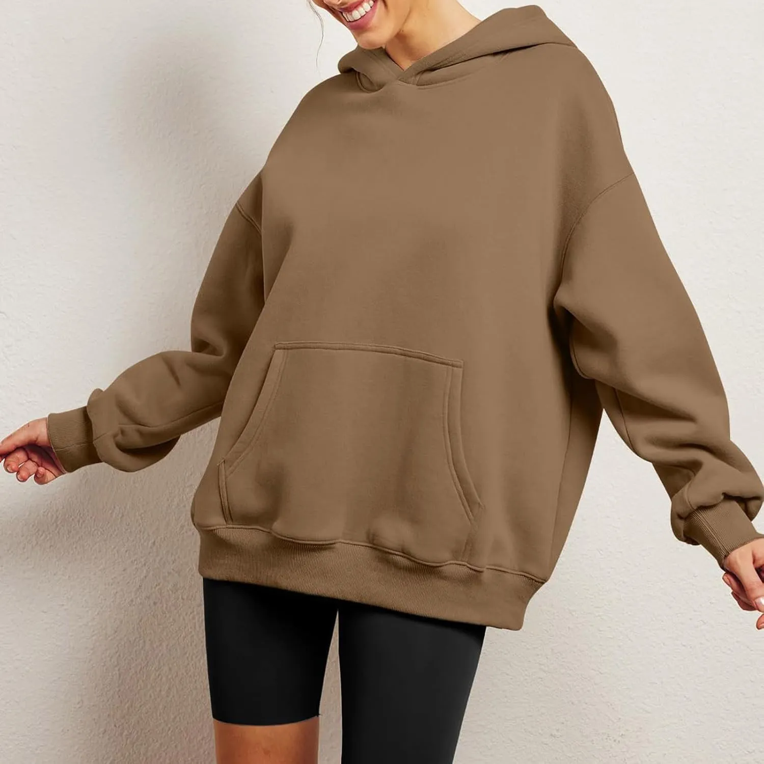Womens Oversized Sweatshirt Hoodie Drop Shoulder Baggy Hooded Pullover Lightweight Long Sleeve Fall Clothes w/Pockets