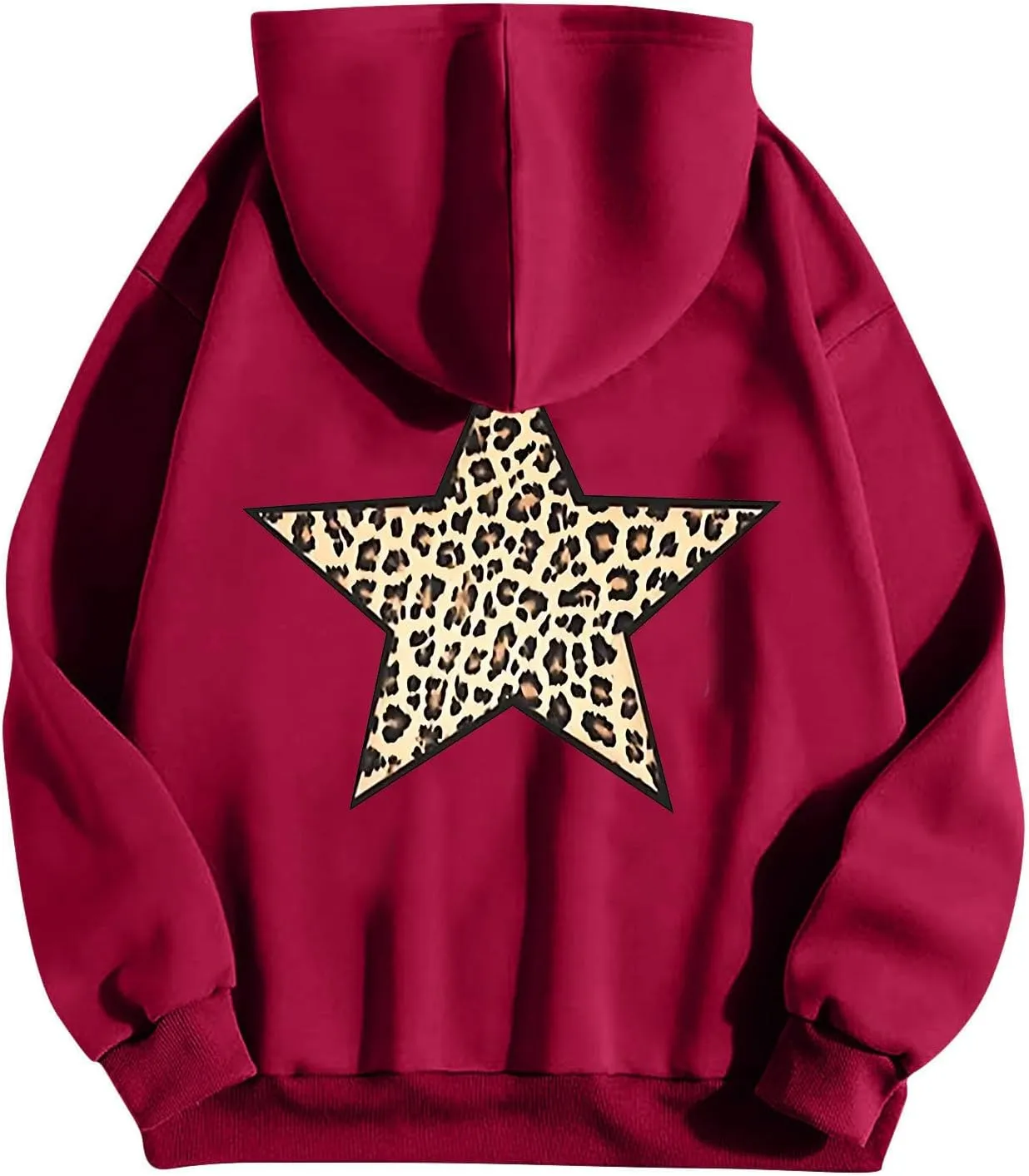Women's Oversized Sweatshirts Fashion Leopard Star Printed Pullover Casual Athletic Hoodie Cheetah Hoodie with Pocket