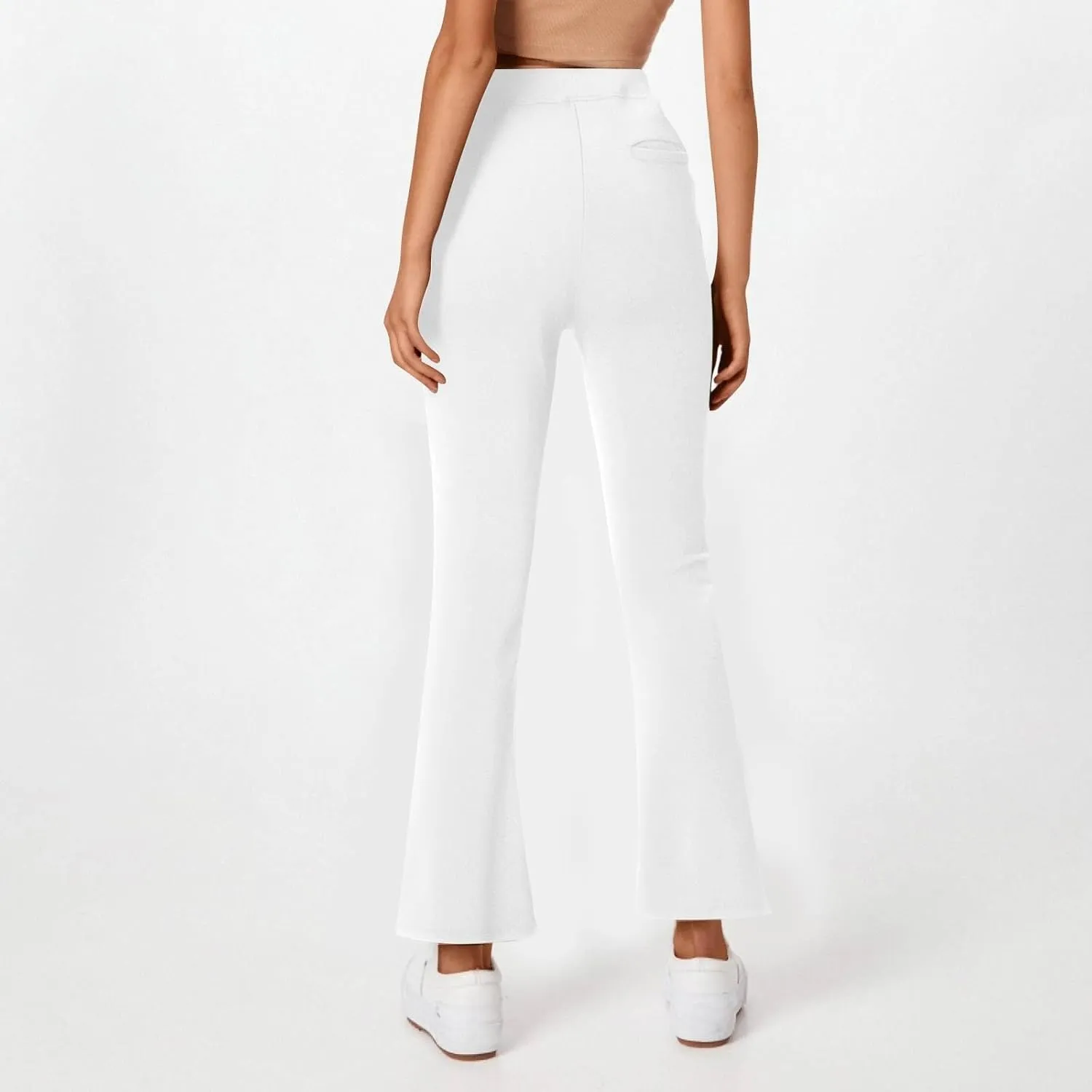 Women's Pants for Work High Waist Yoga Dress Pants Business Casual Stretch Wide Leg Flared Trousers with Pockets