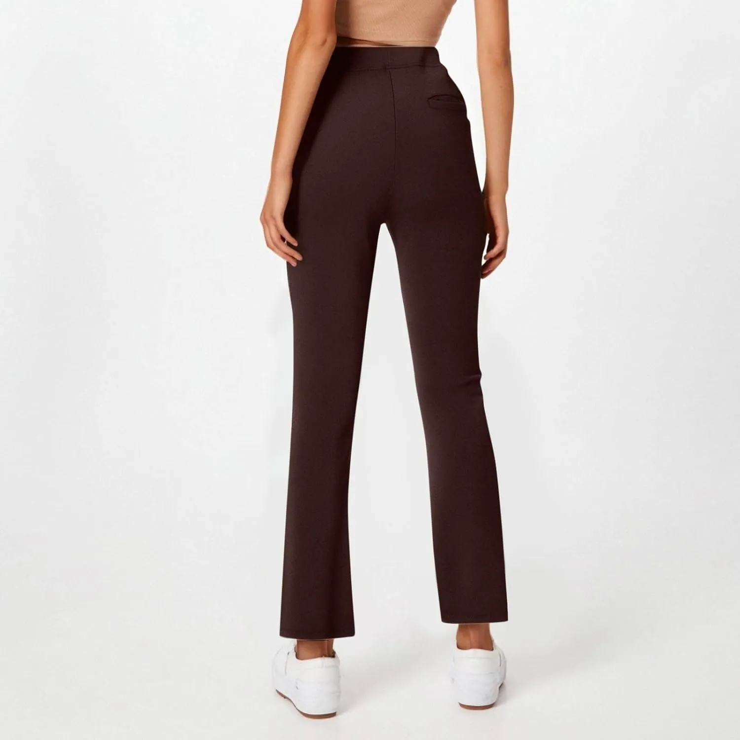 Women's Pants for Work High Waist Yoga Dress Pants Business Casual Stretch Wide Leg Flared Trousers with Pockets
