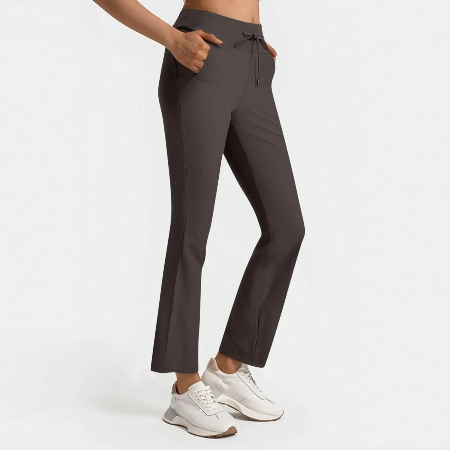 Women's Pants for Work High Waist Yoga Dress Pants Business Casual Stretch Wide Leg Flared Trousers with Pockets