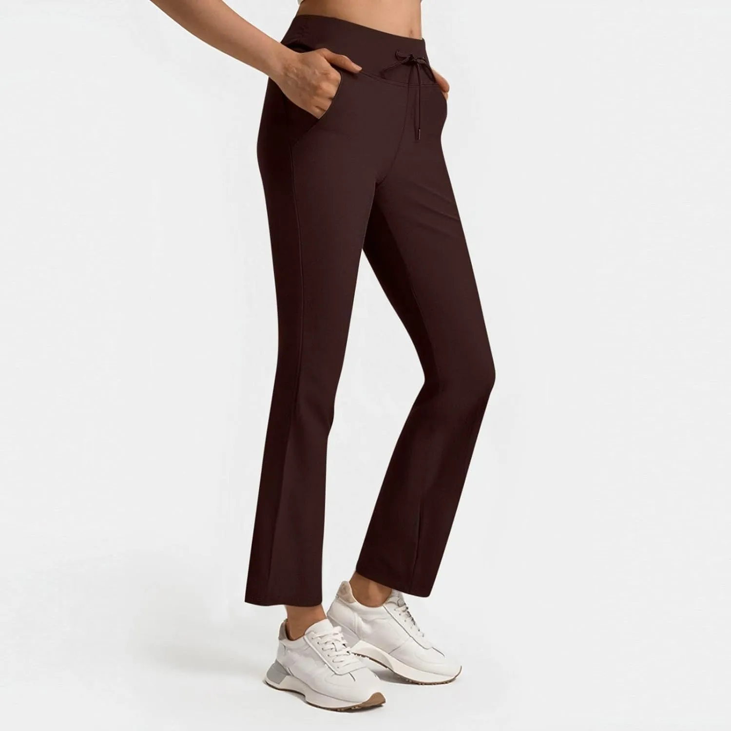 Women's Pants for Work High Waist Yoga Dress Pants Business Casual Stretch Wide Leg Flared Trousers with Pockets