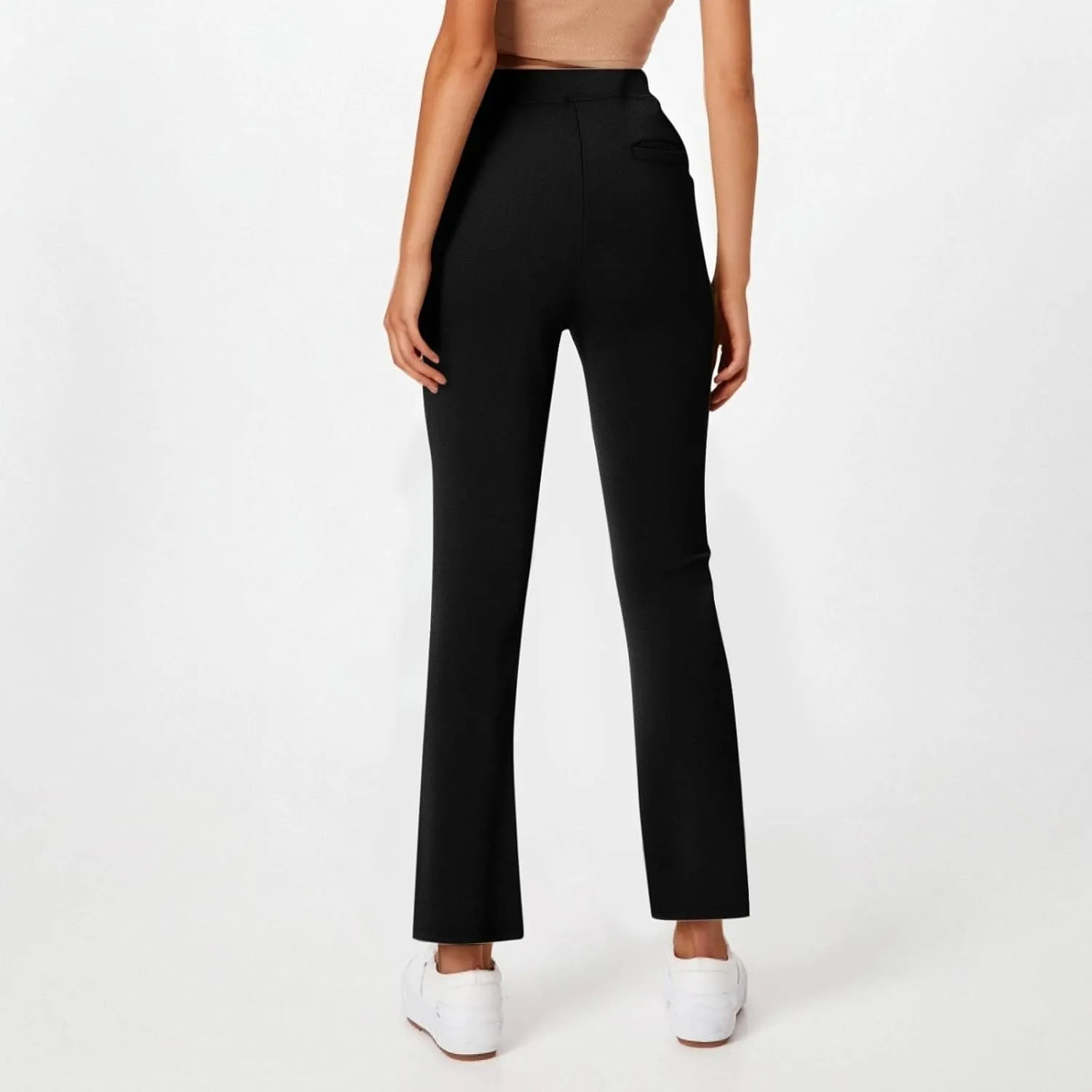 Women's Pants for Work High Waist Yoga Dress Pants Business Casual Stretch Wide Leg Flared Trousers with Pockets