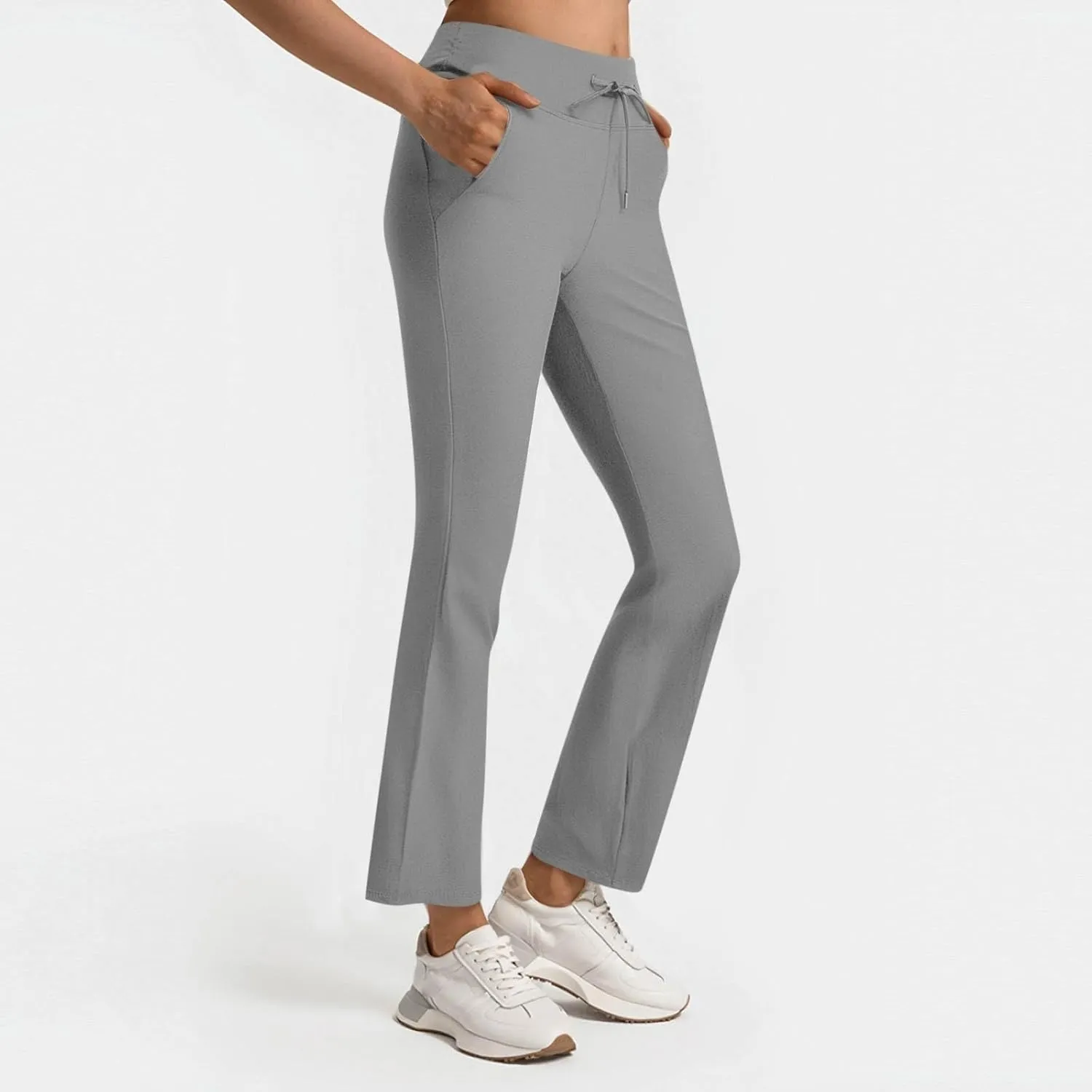 Women's Pants for Work High Waist Yoga Dress Pants Business Casual Stretch Wide Leg Flared Trousers with Pockets