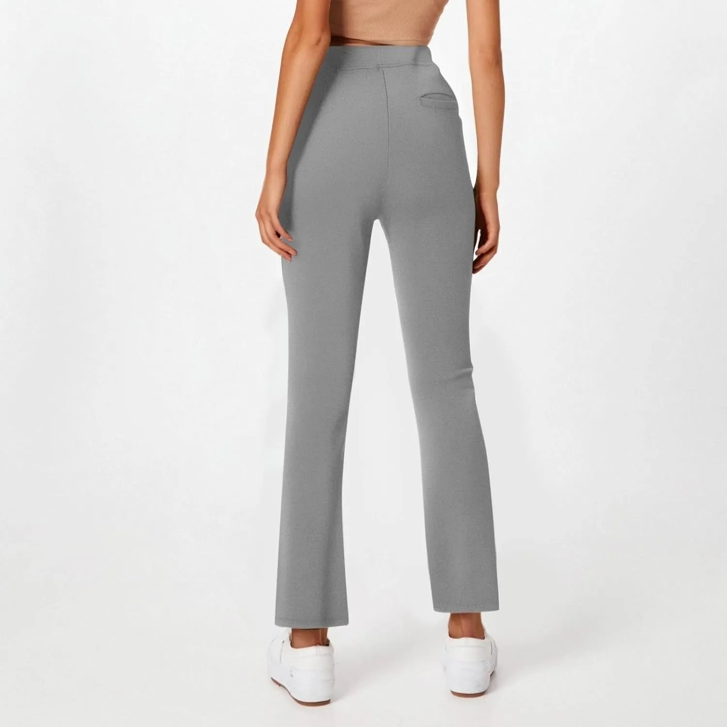 Women's Pants for Work High Waist Yoga Dress Pants Business Casual Stretch Wide Leg Flared Trousers with Pockets