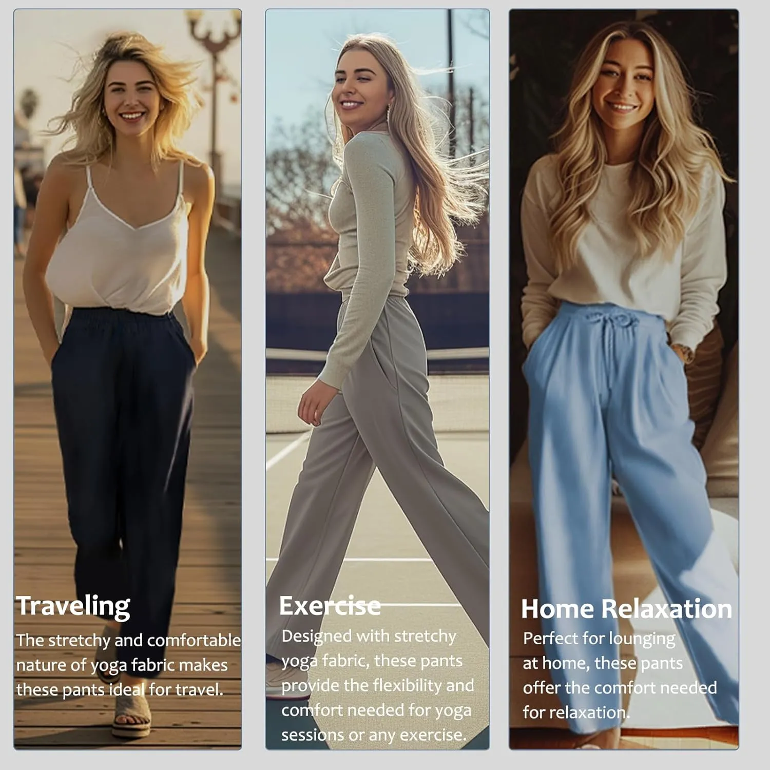 Womens Pants Straight Leg Sweatpants for Women Elastic Waist Work Pants Baggy Casual Drawstring Lounge Pants