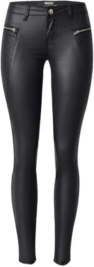 Women's Pu Slim Pants Faux Leather Stretch Skinny Jeans Pencil Pants Biker Pants