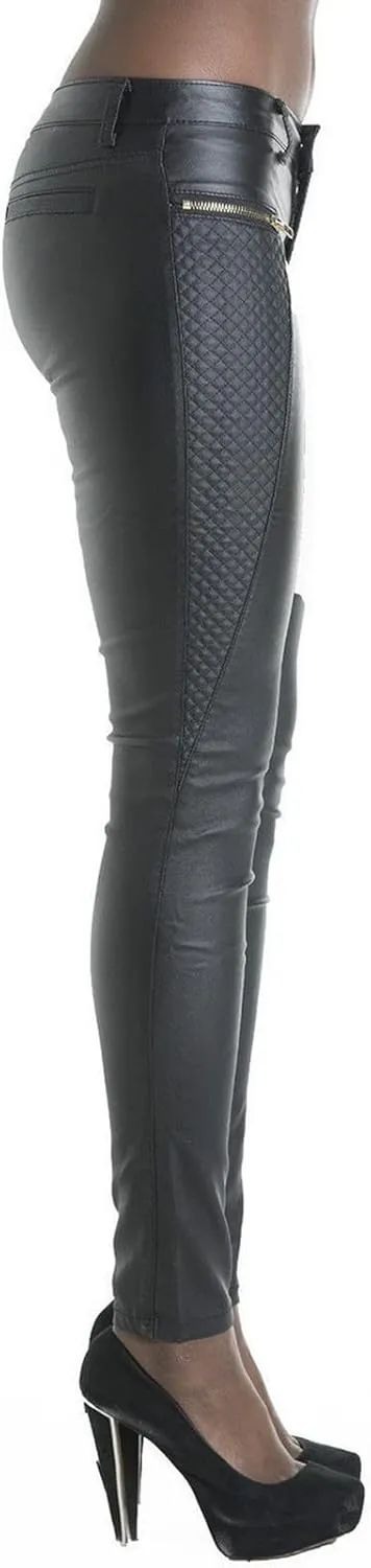 Women's Pu Slim Pants Faux Leather Stretch Skinny Jeans Pencil Pants Biker Pants