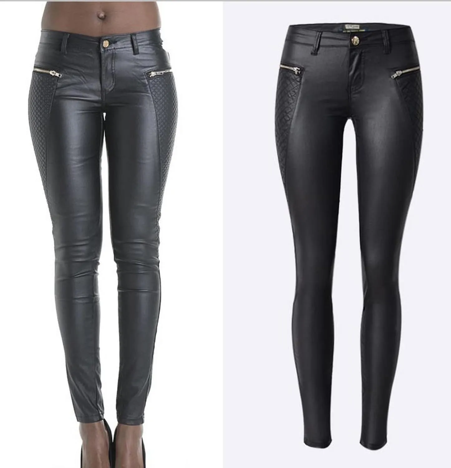 Women's Pu Slim Pants Faux Leather Stretch Skinny Jeans Pencil Pants Biker Pants