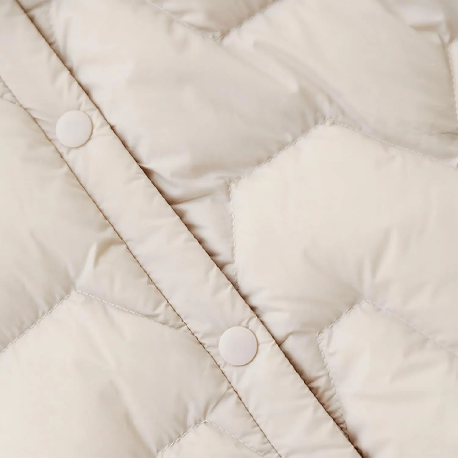 Womens Quilted Lightweight Puffer Jacket Snap Button Midi Length Coats Casual Solid Collarless Winter Warm coat