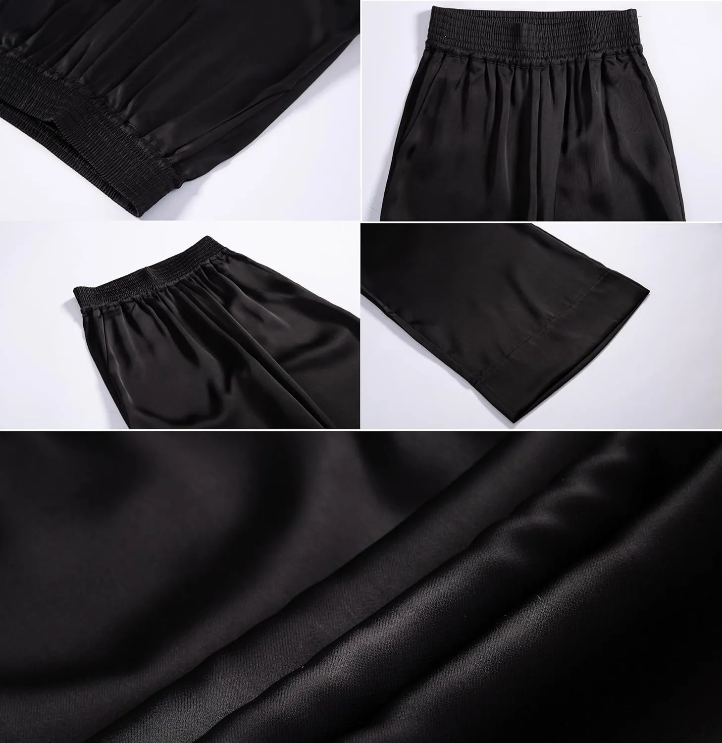 Women's Satin Wide Leg Palazzo Pants Silky Elastic Waist Party Nightout Dress Casual Slacks Flowy Pants