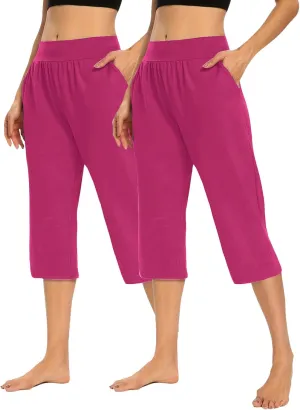 Women's Sweatpants 2 Piece High Waist Yoga Pants Tummy Control Yoga Pants Loose Fit Casual Work Pants with Pockets