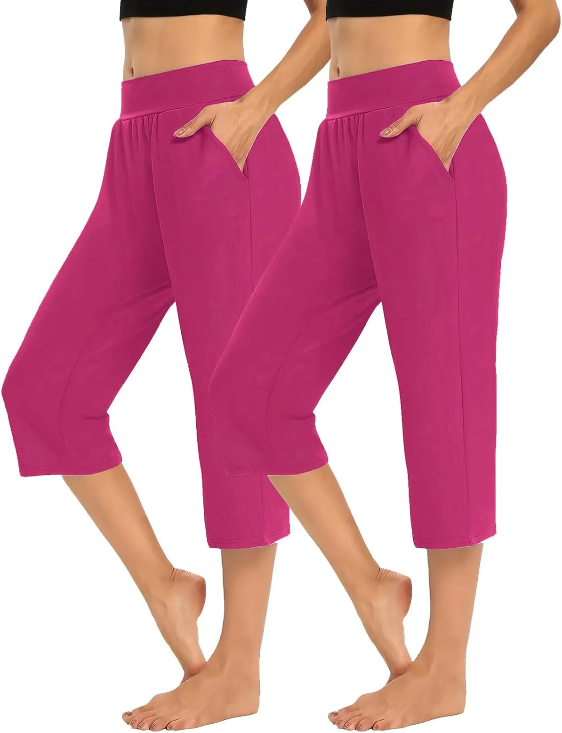 Women's Sweatpants 2 Piece High Waist Yoga Pants Tummy Control Yoga Pants Loose Fit Casual Work Pants with Pockets