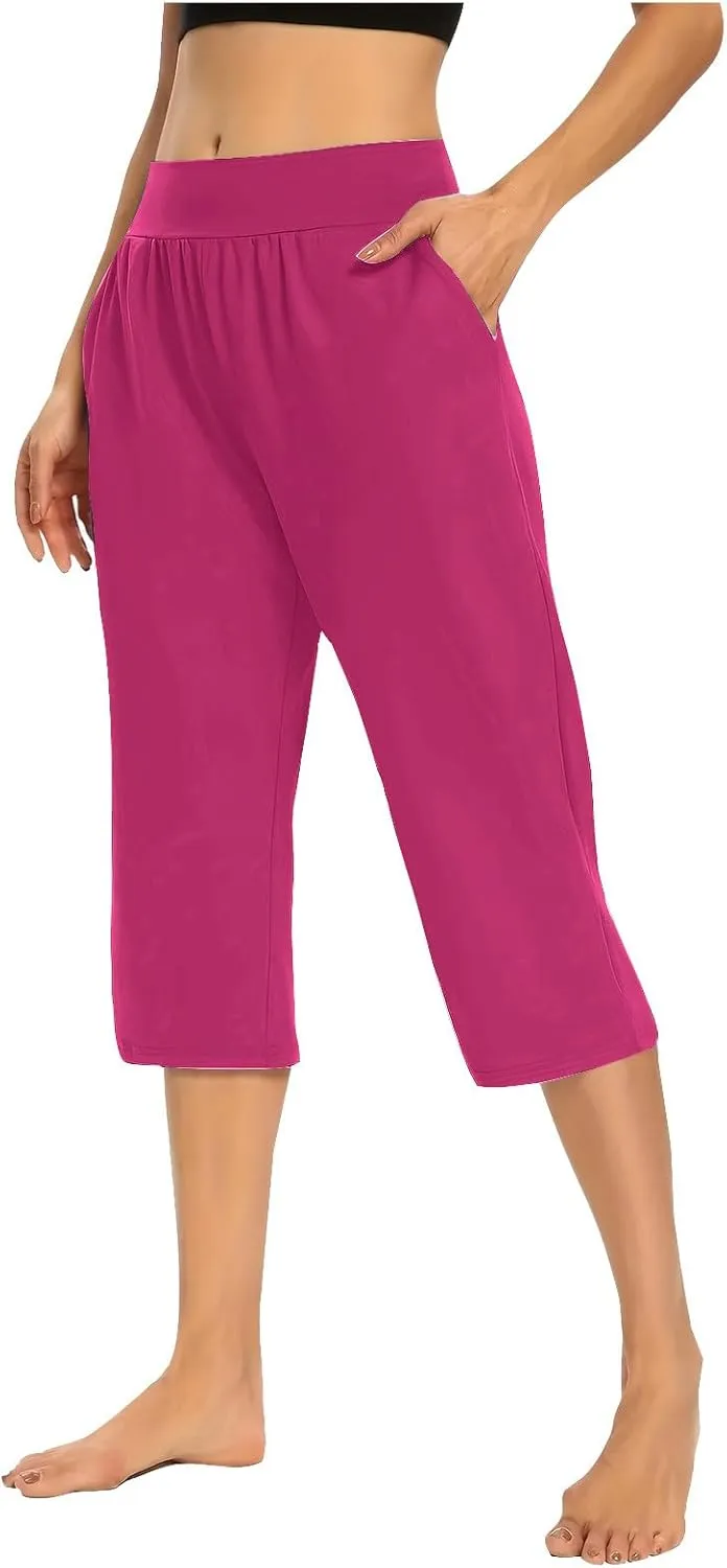 Women's Sweatpants 2 Piece High Waist Yoga Pants Tummy Control Yoga Pants Loose Fit Casual Work Pants with Pockets