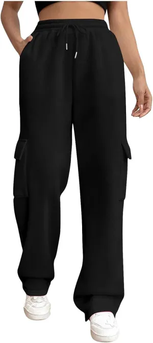 Womens Sweatpants Wide Leg Cargo Pants Fall Fashion Sweat Pants Baggy Winter Clothes Joggers Parachute Pants