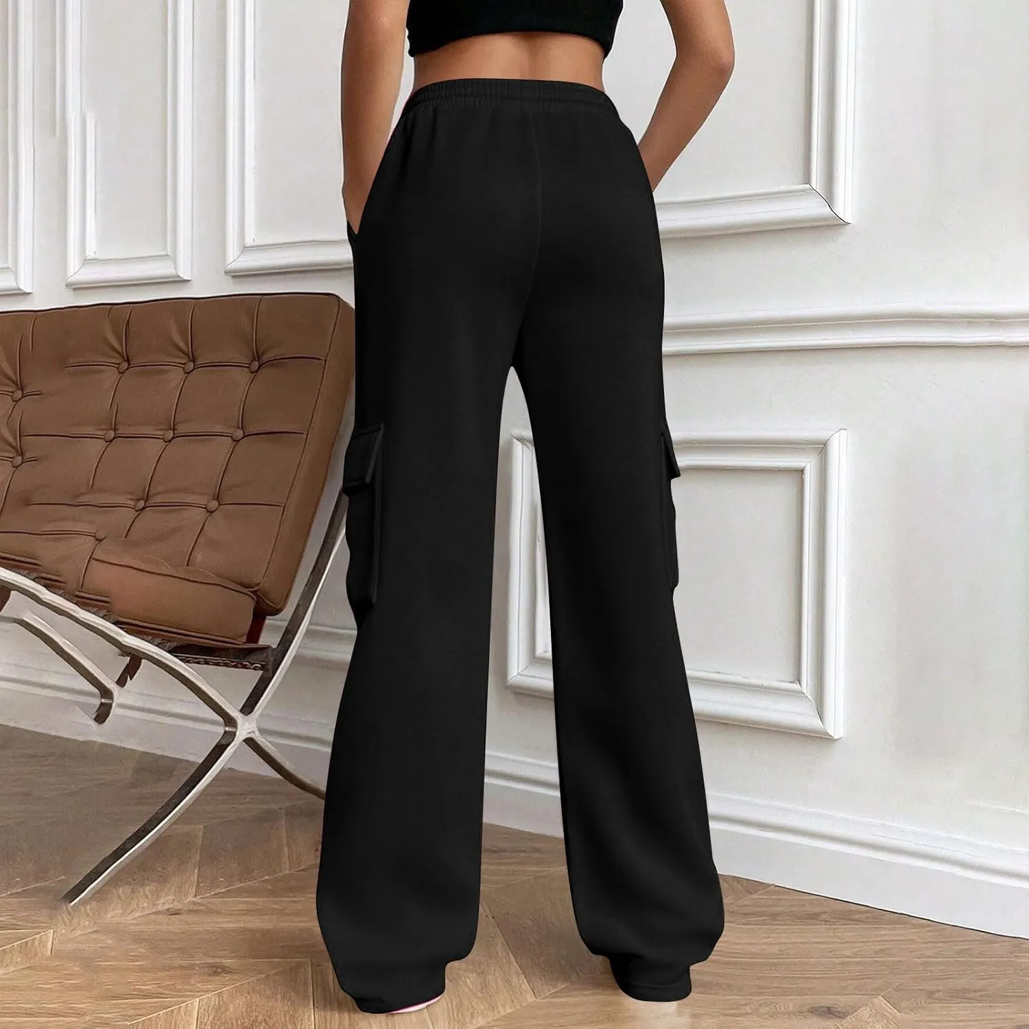 Womens Sweatpants Wide Leg Cargo Pants Fall Fashion Sweat Pants Baggy Winter Clothes Joggers Parachute Pants