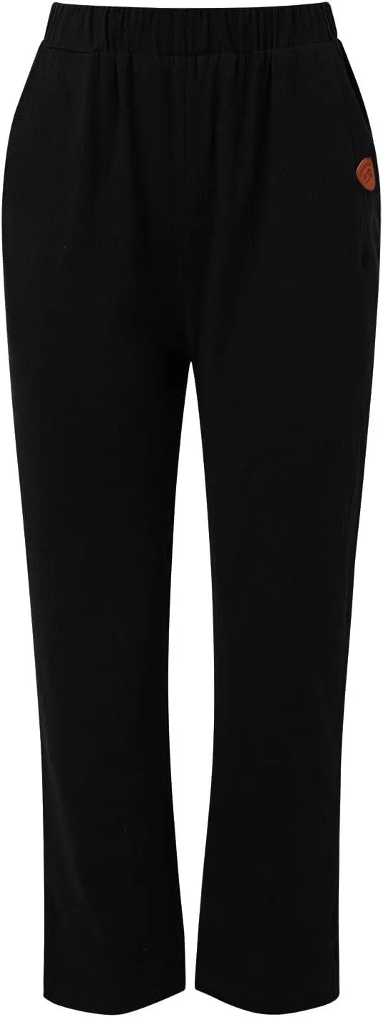 Womens Wide Leg Cotton Linen Pants Summer Casual High Waist Lightweight Lounge Slacks Oversized Beach Baggy Trousers