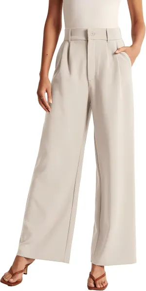 Womens Wide Leg Pants High Waisted Business Casual Summer Dress Pants Palazzo Long Work Trousers with Pockets