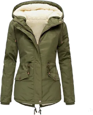 Womens Winter Casual Quilted Coat Loose Fit Long Sleeve Button Zip Overcoat Fashion Warm Fleece Jacket Padded Outwear