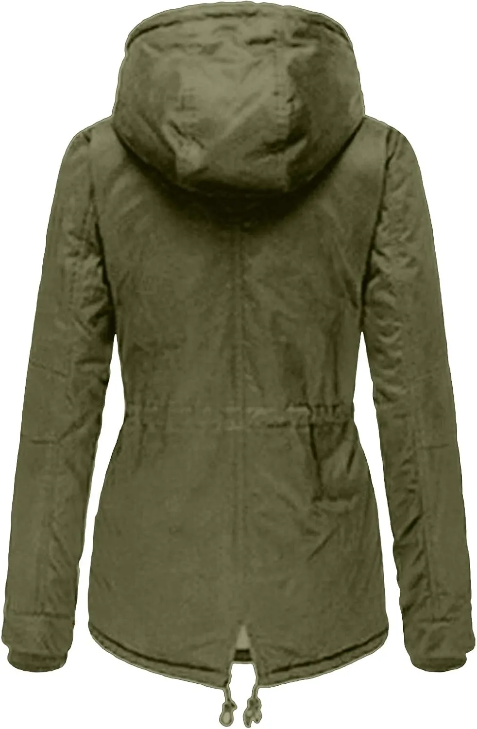 Womens Winter Casual Quilted Coat Loose Fit Long Sleeve Button Zip Overcoat Fashion Warm Fleece Jacket Padded Outwear