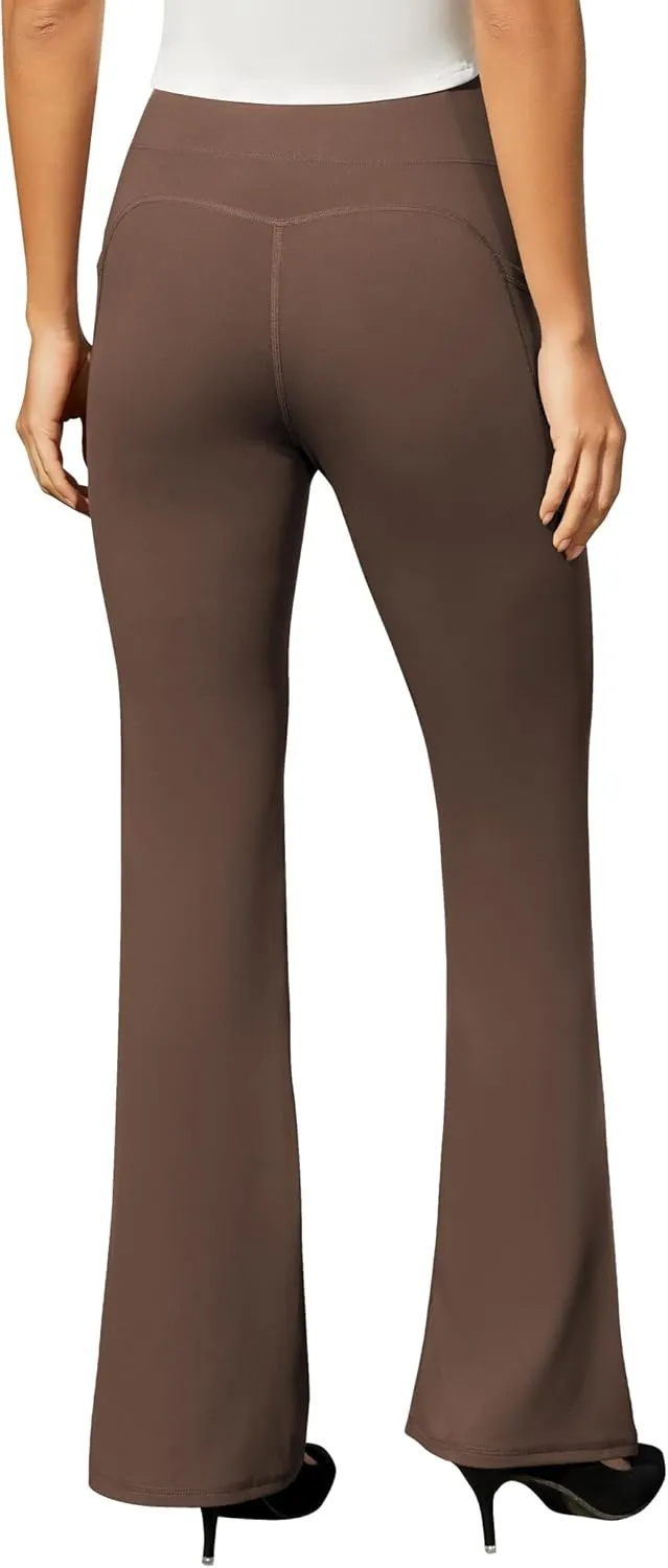 Women's Work Pants Business Casual Pants High Waisted Yoga Flare Leggings with Pockets Dress Slacks Tummy Control