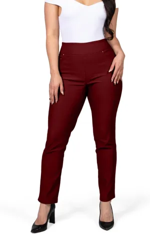 Women's Yoga Dress Pants - Strechy Straight Leg Work Pants with 5 Pockets Slim Fit Office Casual Slacks