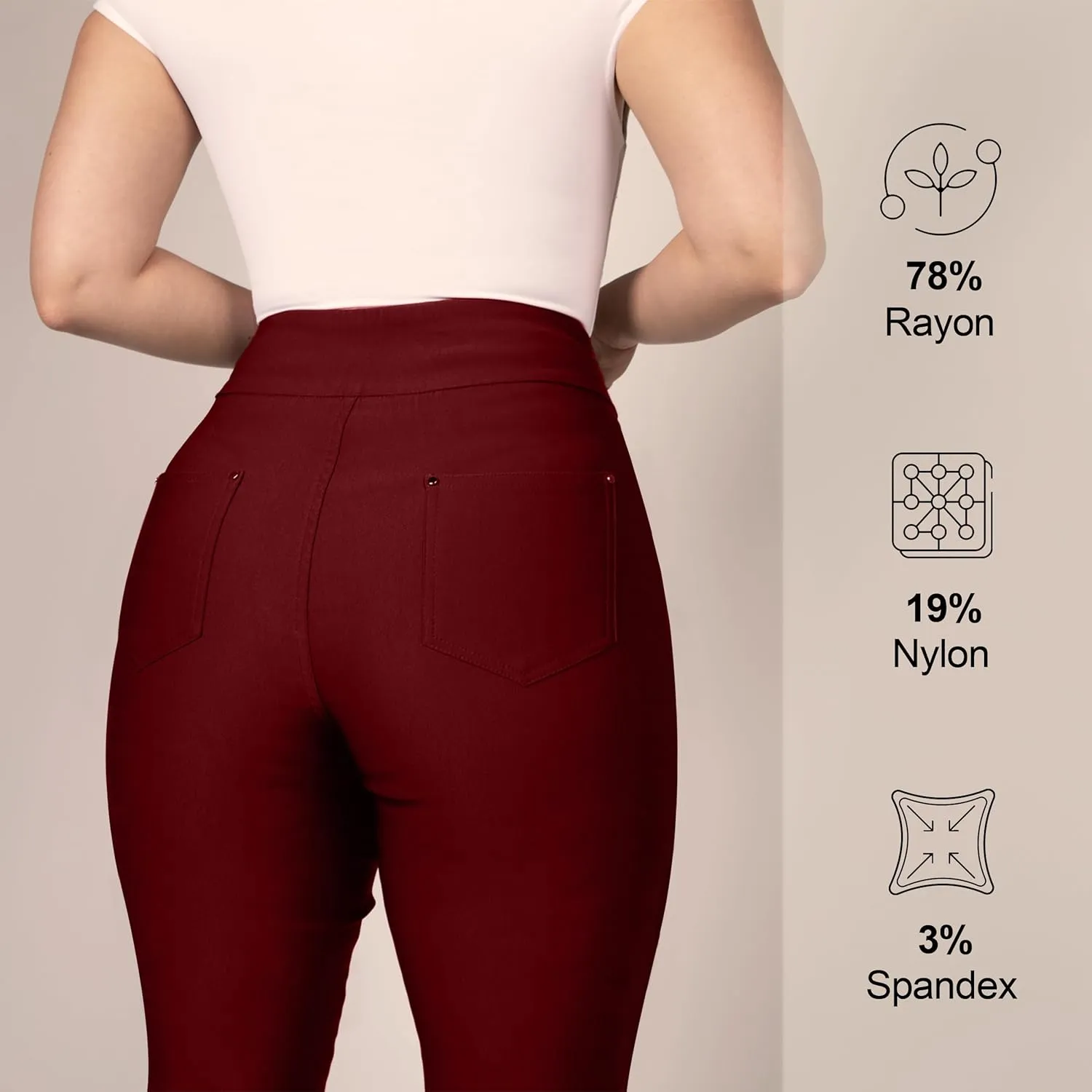 Women's Yoga Dress Pants - Strechy Straight Leg Work Pants with 5 Pockets Slim Fit Office Casual Slacks