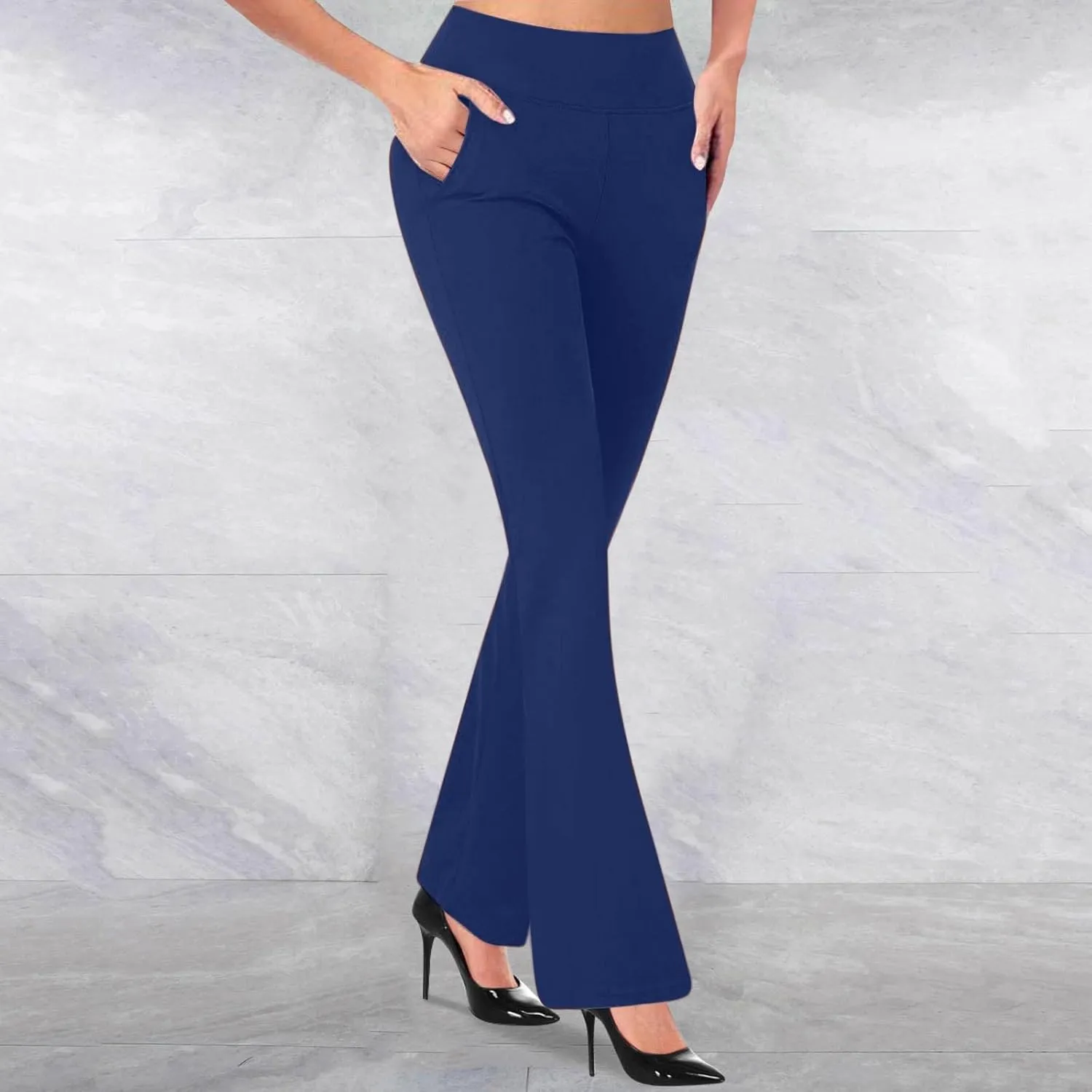 Womens Yoga Dress Pants Tretchy Pull On Straight Leg Business Casual Pants Dressy Slacks Dress Pants for Office Work