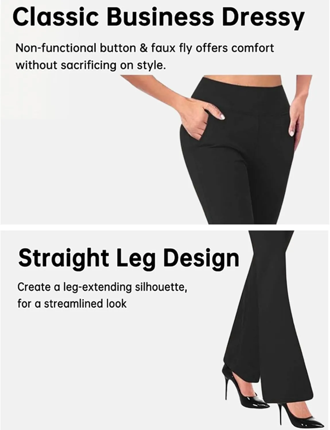 Womens Yoga Dress Pants Tretchy Pull On Straight Leg Business Casual Pants Dressy Slacks Dress Pants for Office Work